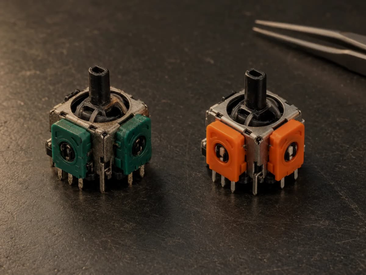 Originales Stick-Modul mit Gebrauchsspuren neben einem neuen Ersatzmodul